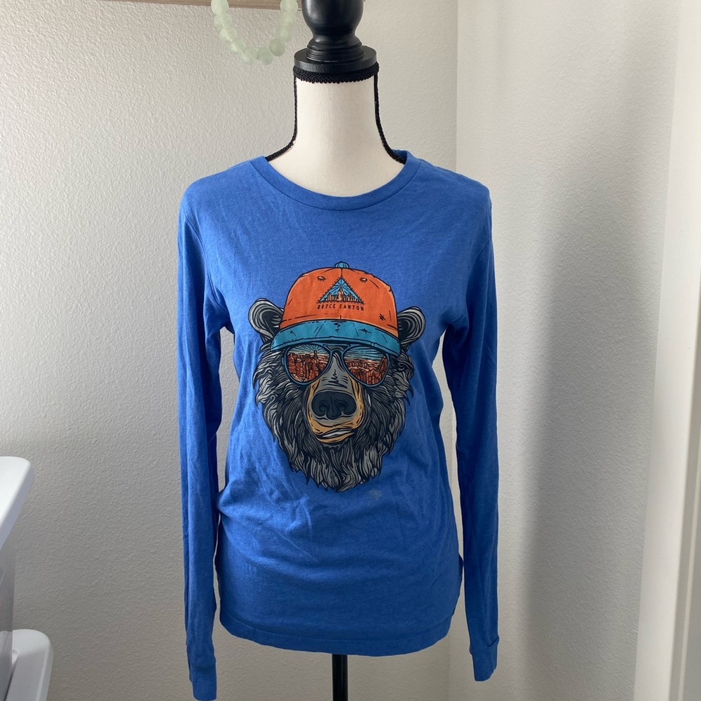 Wild Tribute blue long sleeve with bear size small